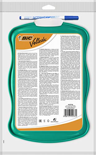 BIC 967261 Velleda Pizarra Reciclable con marcador azul y borrador, color verde, 21 x31 cm