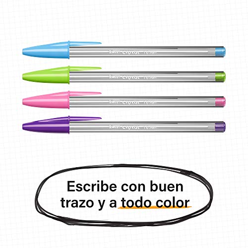 BIC Cristal Fun - Caja de 20 unidades, bolígrafos punta ancha (1,6 mm), colores surtidos