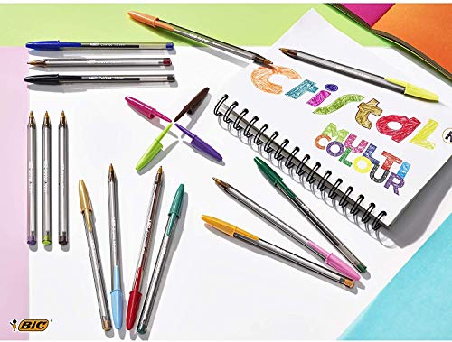 BIC Cristal Fun - Caja de 20 unidades, bolígrafos punta ancha (1,6 mm), colores surtidos