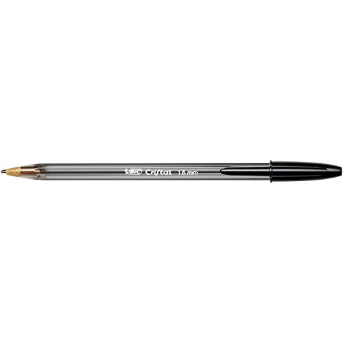 BIC Cristal Large bolígrafos Punta Gruesa (1,6 mm) - Negro, Caja de 50 unidades