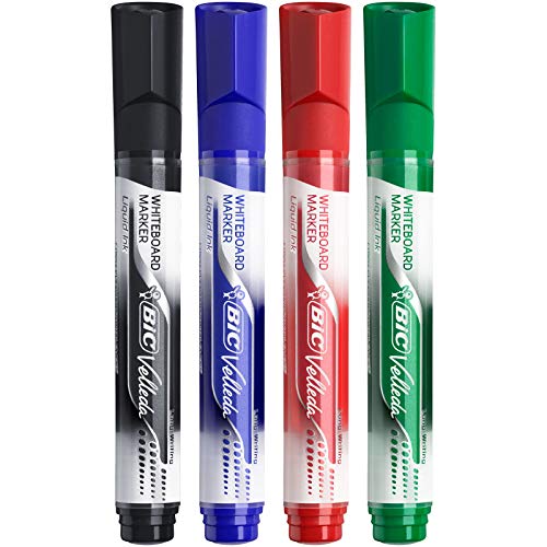 BIC Velleda Tank rotuladores de Pizarra Punta Ancha – colores Surtidos, Blíster de 4 unidades