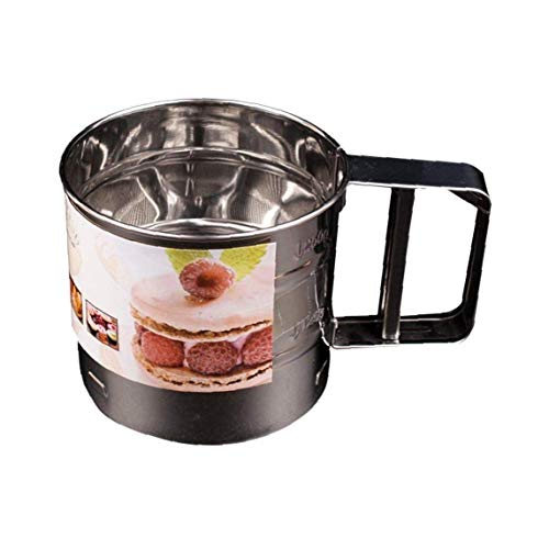 Bicarbonato De Acero Inoxidable Agitador De Tamices De Malla Copa Crank Tamiz De La Harina Con La Escala De Medición Marcar Para Harina Azúcar En Polvo (tamaño Pequeño)