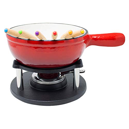 Big-BBQ - Fondue (hierro fundido esmaltado), color rojo
