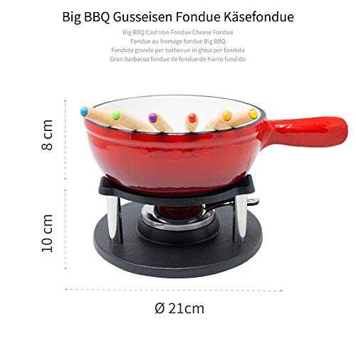 Big-BBQ - Fondue (hierro fundido esmaltado), color rojo