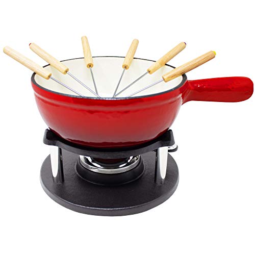 Big-BBQ - Fondue (hierro fundido esmaltado), color rojo