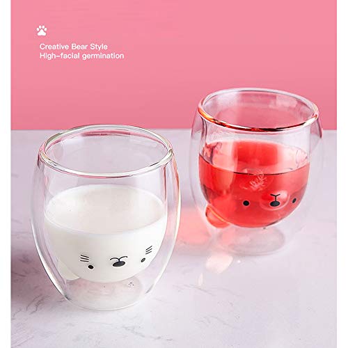 BigNoseDeer Taza de café Aislamiento de Doble Pared Vaso de Vasos Animal Lindo Té Leche Tazas Regalo Original para Navidad el Dia de Acción de Gracias Amigos (Gato)