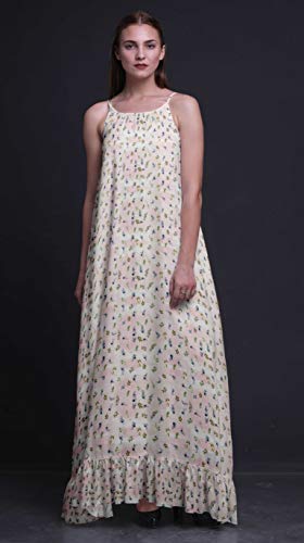 Bimba Gris Hojas Florales y Tulip Impreso camisón Maxi Dormir Vestido Grande