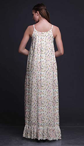 Bimba Gris Hojas Florales y Tulip Impreso camisón Maxi Dormir Vestido Grande