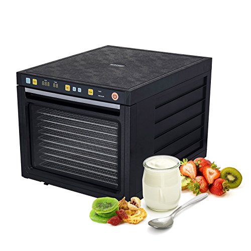 BioChef Savana - Deshidratador de alimentos, 2 Motores 500W (total 1000W), 6/9/12 Bandejas Acero Inoxidable + Hojas Antiadherentes + Rejillas finas (6 Bandejas)