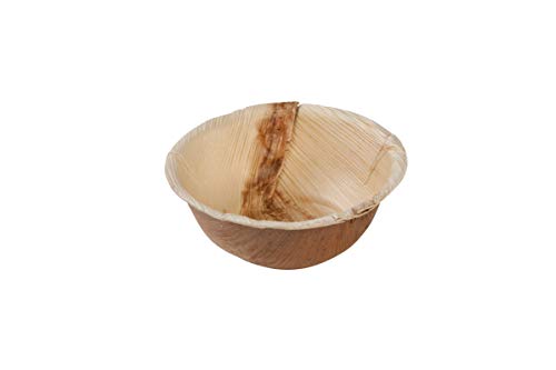 Bionatic Spain Bol Cuenco Plato de Hoja de Palmera biologico, ecologico y sostenible. Ideal para Fiestas, Catering, picinic, Camping, Bodas, barbacoas y Eventos (Bol 13 cm Ø. 25 Unidades)