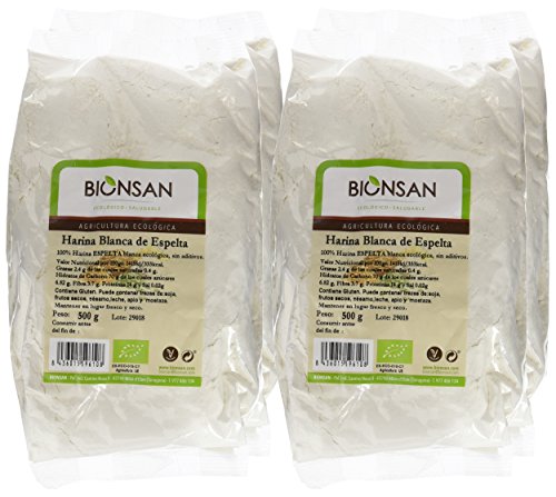 Bionsan Harina Blanca de Trigo Espelta Ecológica, 4 bolsas de 500g, Total: 2000g (4221332)