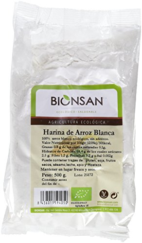 Bionsan Harina de Arroz Blanca - 4 Bolsas de 500 gr - Total: 2000 gr