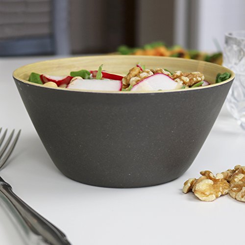 BIOZOYG 4 Piezas Cuenco de bambú de Primera Calidad Negro Antracita a 460 ml I vajillade bambú Cuenco de Cereales Cuenco de Fruta Cuenco de Madera Cuenco de la Ensalada