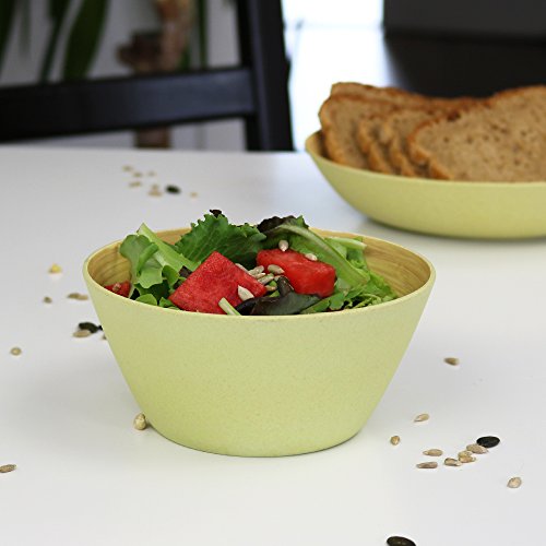 BIOZOYG 4 Piezas Cuenco de bambú de Primera Calidad Negro Antracita a 460 ml I vajillade bambú Cuenco de Cereales Cuenco de Fruta Cuenco de Madera Cuenco de la Ensalada
