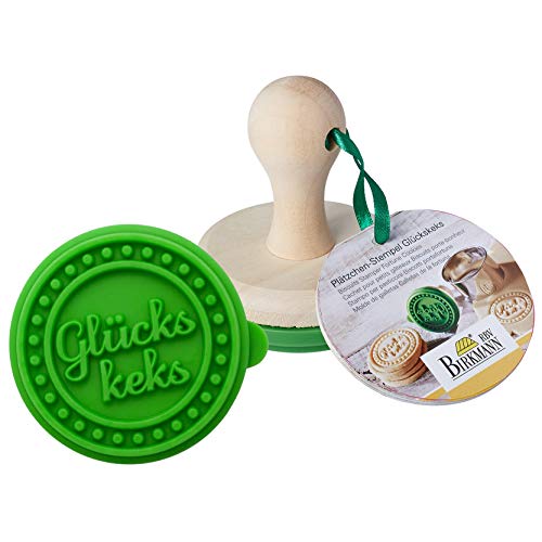 Birkmann 340190 - Sello Decorativo para Galletas, diseño Texto en alemán Galletas de la Fortuna, Color Verde