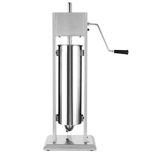 Bisujerro Máquina de Hacer Salchichas Embutidora de Salchichas de Acero Inoxidable de Grado Alimenticio Rellenadora Manual de Salchichas con 2 Velocidades y 4 Boquillas (7L)