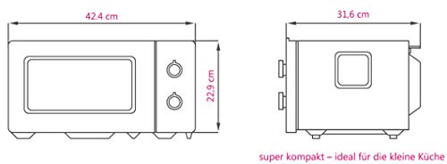 Bkitchen Mini 150 Blanco Microondas 600W, 15L, Mesa Giratoria de Vidrio (Diam.25,5 Cm), Horno de Microondas