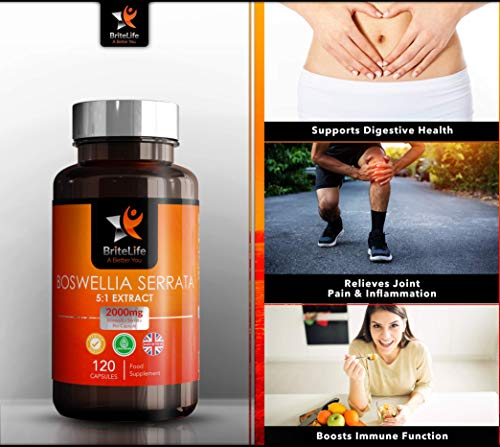 BL Boswellia Serrata 2000 mg | 120 Capsulas Veganas | Para Salud de Articulaciones | Incienso Para las Articulaciones y Tendones | Sin OGM, Gluten, Lácteos