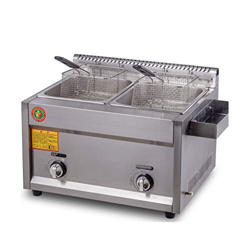 BL Freidora de Gas de Acero Inoxidable con colador para Papas Fritas de Pollo Comercial Cocina de hogar Freidora de Gas