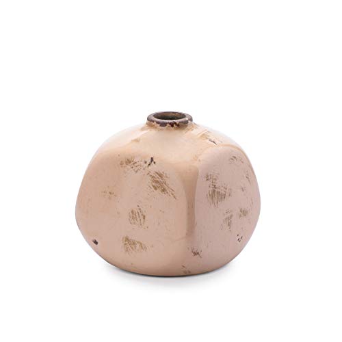 Black Velvet Studio Jarrón Cerámica Decorativo Color Rosa – Florero Moderno Vintage para Hogar Oficina Sala Mesa Étnico Modelo Atenas 10 * 10 * 10cm.