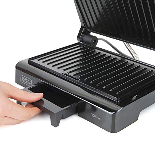 Black+Decker BXGR1000E Sandwichera, 1000 W, Plástico, Negro