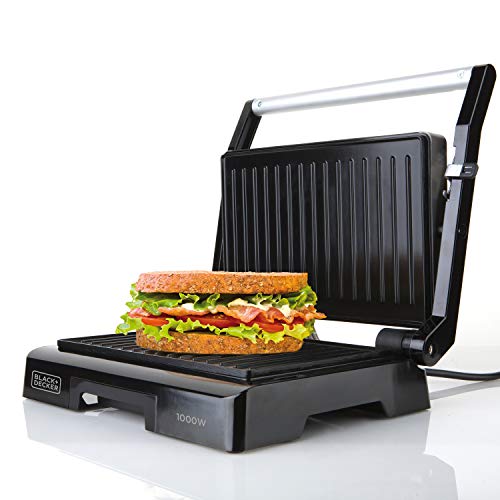 Black+Decker BXGR1000E Sandwichera, 1000 W, Plástico, Negro