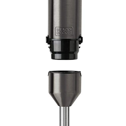 Black+Decker BXHB1000E Batidora de mano, 1 Accesorio, 1000 W, Acero Inoxidable, 20 Velocidades, Gris