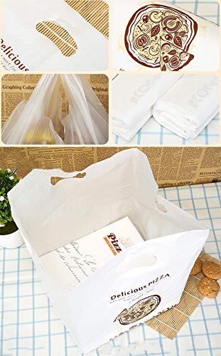BLANCHO BEDDING Paquete de 50 Bolsas de Productos de Pizza con Mango de plástico para Llevar