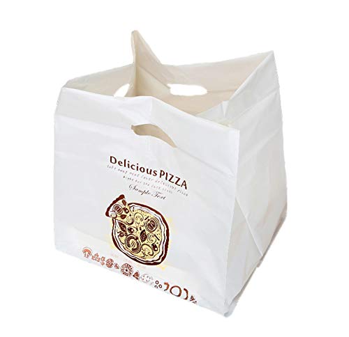 BLANCHO BEDDING Paquete de 50 Bolsas de Productos de Pizza con Mango de plástico para Llevar