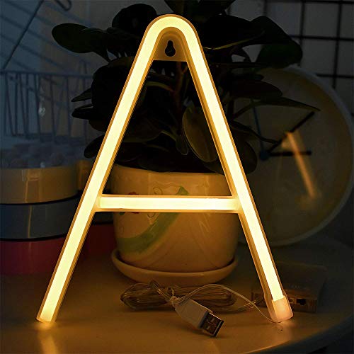 Blanco caliente de neón Noche de luz LED de luz del alfabeto de marquesina A-Z neón carta muestra decorativa Word luz neón de la letra luces para regalos de cumpleaños de Navidad Festival de eventos