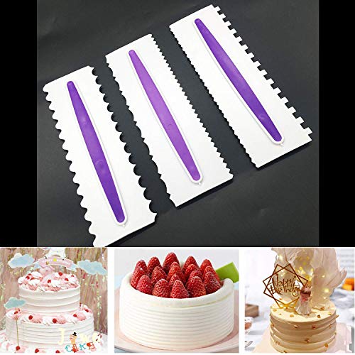 Bluesees - Raspador para tartas, 3 piezas, espátulas de plástico para decoración de pasteles, decoración de bordes, herramienta de bricolaje, espátulas de crema y azúcar
