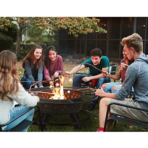 blumfeldt Rosario Brasero 3 en 1 brasero - Fogata de jardín, Parrilla de 70 cm, Grill para Patio o terraza, Mesa de 120 cm, Tablero de Mesa Acero, para carbón o leña, Atizador