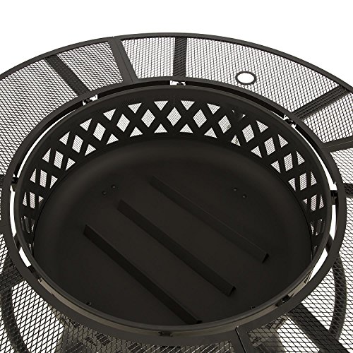 blumfeldt Rosario Brasero 3 en 1 brasero - Fogata de jardín, Parrilla de 70 cm, Grill para Patio o terraza, Mesa de 120 cm, Tablero de Mesa Acero, para carbón o leña, Atizador
