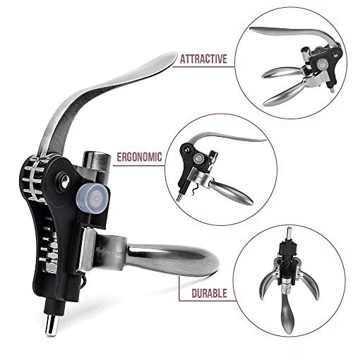 BNCHI Rabbit Style Lever Sacacorchos Abrebotellas de vino (Plata)