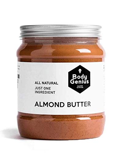 BODY GENIUS Manteca de Almendras. 1000g. Solo Almendras Tostadas. 100% Natural. Rica en Proteína y Fibra. Sin Azúcar y Sin Sal. Hecho en España.
