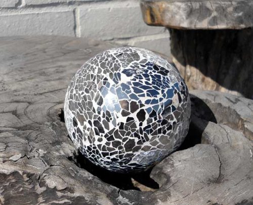 Bola decorativa plateada y de espejo, con mosaico de vidrio (8 cm)