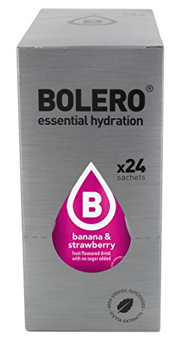 Bolero Bebida Instantánea sin Azúcar, Sabor Plátano y Fresa - Paquete de 24 x 9 gr - Total: 216 gr