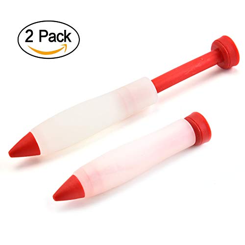 Bolígrafo de silicona para repostería de pasteles, chocolate, galletas, pasteles, chocolate, glaseado, jeringa decorativa, color rojo (2 unidades)