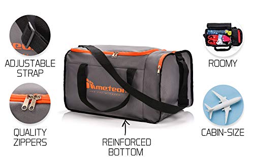 Bolsa de Deporte Gimnasio Fitness Viaje Vacaciones Deportiva - Bolso Universal con Bandolera - Bolsa plegada Ideal para jóvenes y Adultos, Hombre y Mujer 20L y 40L (Naranja/Gris, 20 L)