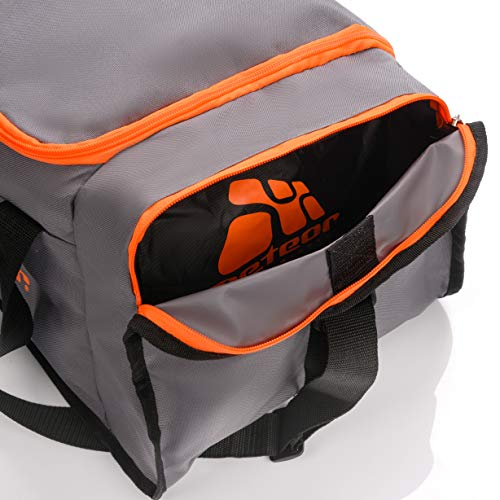 Bolsa de Deporte Gimnasio Fitness Viaje Vacaciones Deportiva - Bolso Universal con Bandolera - Bolsa plegada Ideal para jóvenes y Adultos, Hombre y Mujer 20L y 40L (Naranja/Gris, 20 L)