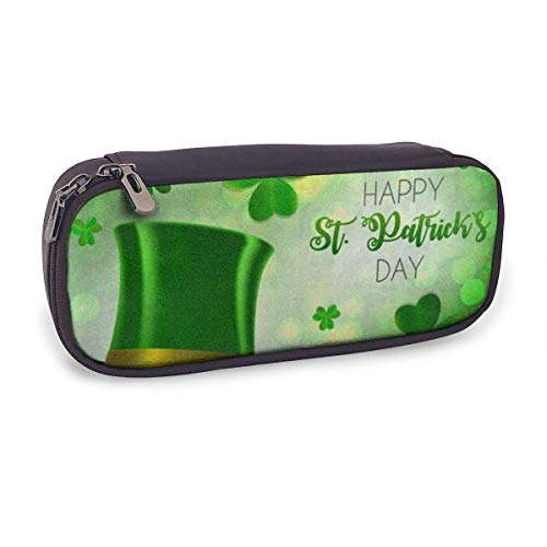 Bolsa de Lápiz，Estuche de lápices de Gran Capacidad Estuche Escolar de Gran Capacidad Feliz día de San Patricio hojas de trébol