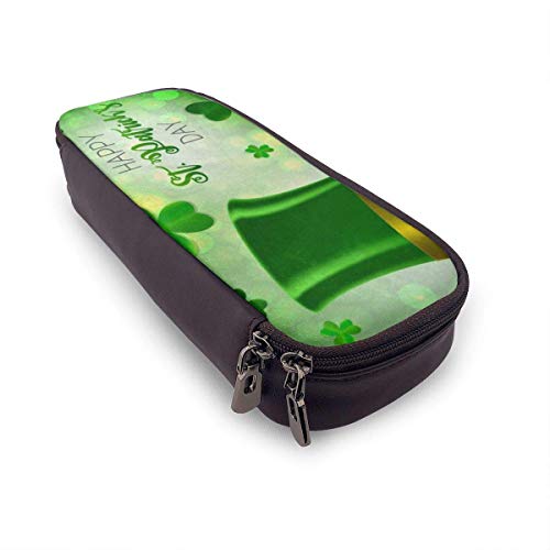Bolsa de Lápiz，Estuche de lápices de Gran Capacidad Estuche Escolar de Gran Capacidad Feliz día de San Patricio hojas de trébol