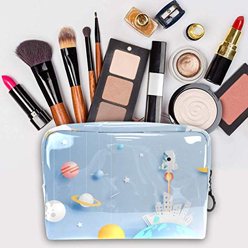 Bolsa de maquillaje portátil con cremallera bolsa de aseo de viaje para mujeres práctico almacenamiento cosmético bolsa de papel cohete