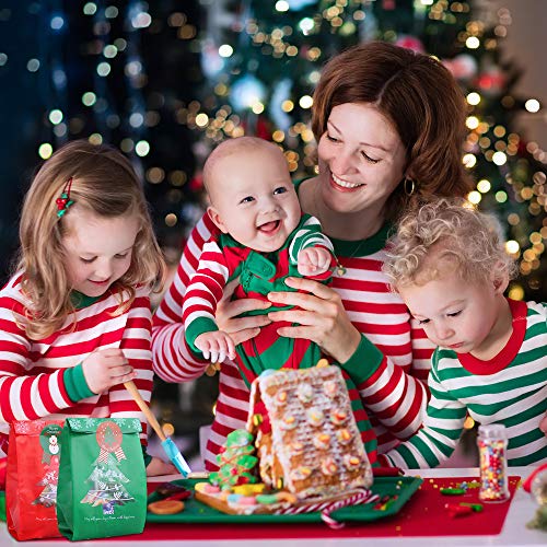 Bolsas de dulces de galletas de navidad 100 piezas, bolsa de fiesta de Navidad de plástico, bolsa de golosinas, paquete de regalo para comida, almuerzo, bocadillos, pan, regalos de Navidad