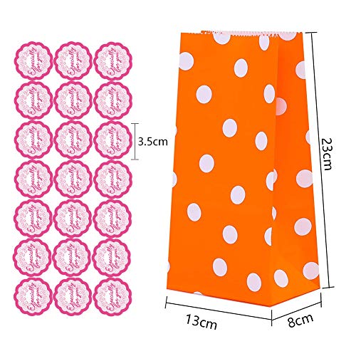 Bolsas de Papel,48 piezas Bolsas Regalo con 48 Pegatinas(12 colores),Fiesta de Cumpleaños Favores Bolsas Utilizar para Recuerdo,Golosinas, Galletas