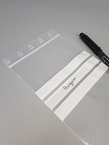 Bolsas de plástico con cierre zip con bandas blancas - 60mm x 80mm - paquete de 1000 piezas (10x100) - Apta para el contacto alimentario