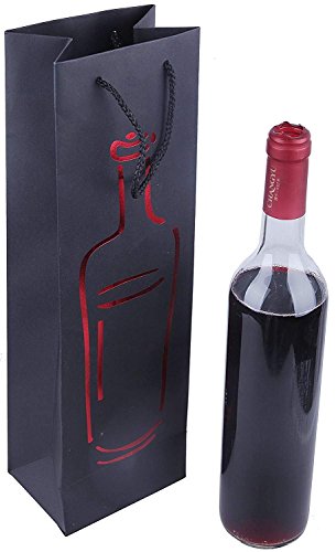 Bolsas de regalo para vino. Paquete de 12 bolsas de gran calidad para botellas de vino, licor, champán, color Todas las ocasiones - Negro 12-Pack