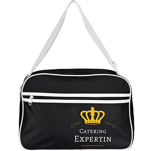 Bolso bandolera de catering unaexperta negro retro