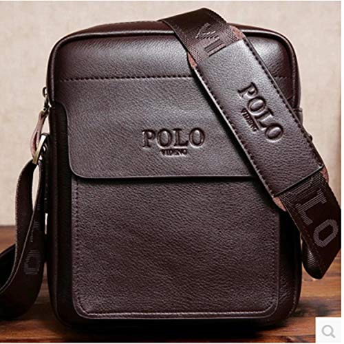 Bolso de Bandolera Hombre rombal gofrado en Relieve Bandolera Diagonal de Ordenador de Negocios, Bolsa marrón Plus