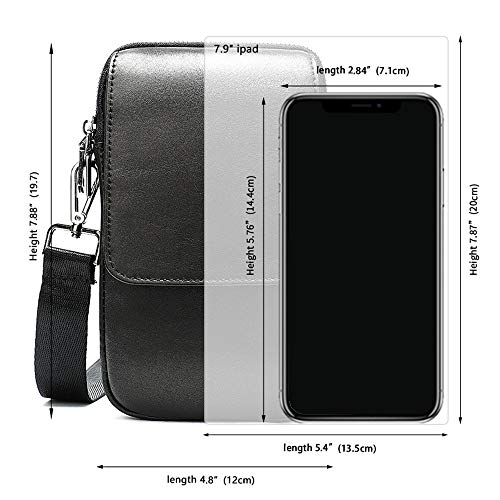 Bolso de Hombro para Celular Hombre, Bolso de Teléfono Móvil Bandolera Hombre, 6.5" Vertical Bolso Bandolera de Piel para Hombre Pequeño Bolso de Cintura para Teléfono Móvil con Trabilla para Cinturón